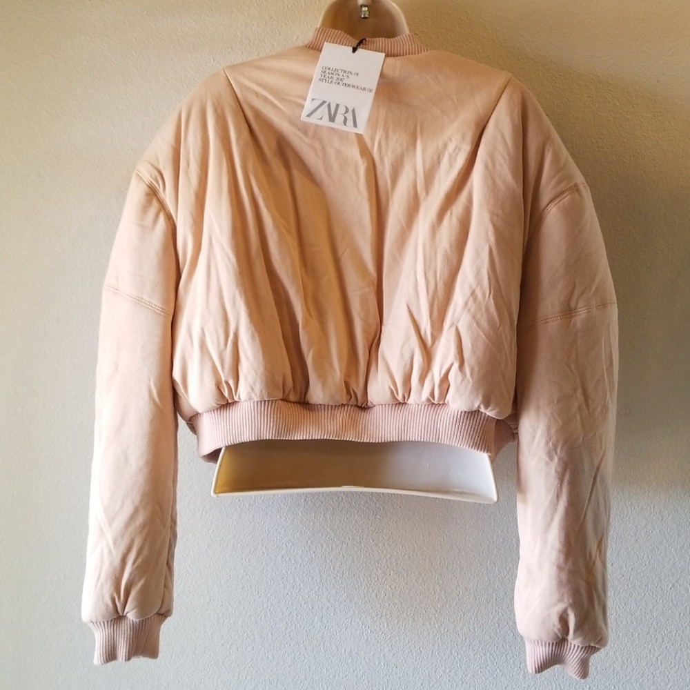 Zara Studio Plush Double Zipper Bomber Jacket M-L - Picture 3 of 6